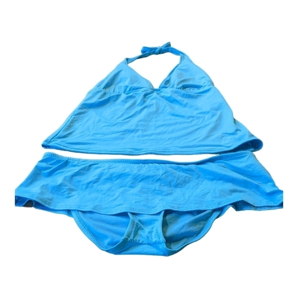 Mossimo NWT Teal 2 piece halter top (large) bikini skirt (extra large) - Picture 1 of 4